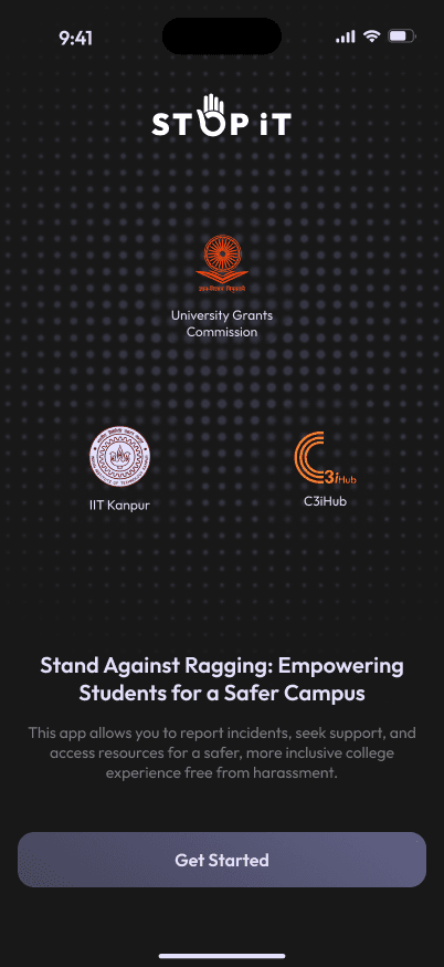 StopiT — Anti-Ragging SOS App — Onboarding
